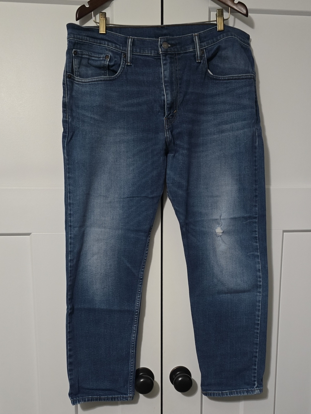 Levi's 502 Blue Slim Distressed Straight Jeans 36x30